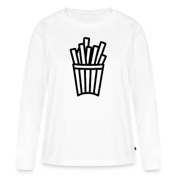 Frites - T-shirt manches longues Premium bio Femme - blanc - Devant - Julia (174cm)