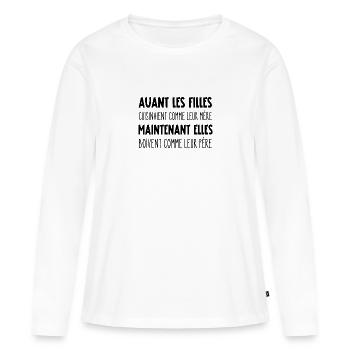 avant les filles - T-shirt manches longues Premium bio Femme - blanc - Devant - Julia (174cm)