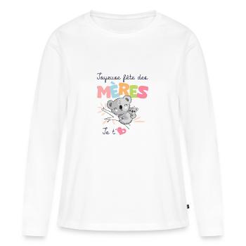 joyeuse fête des mères je t aime maman - T-shirt manches longues Premium bio Femme - blanc - Devant - Julia (174cm)