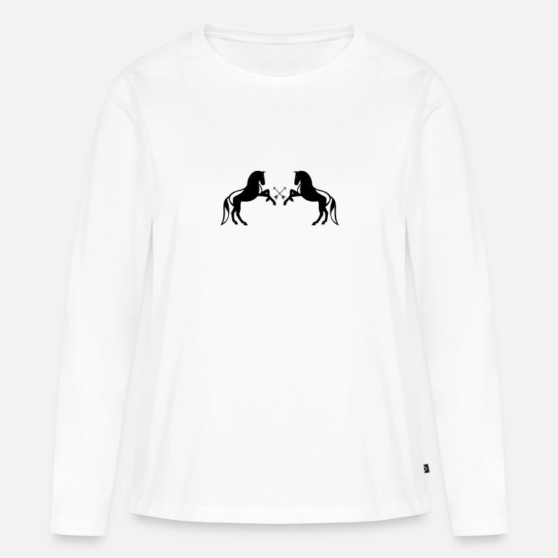 Pferde - Frauen Premium Bio Langarmshirt - Weiß