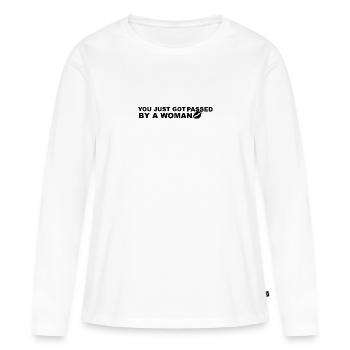 Autocollant voiture - T-shirt manches longues Premium bio Femme - blanc - Devant - Julia (174cm)