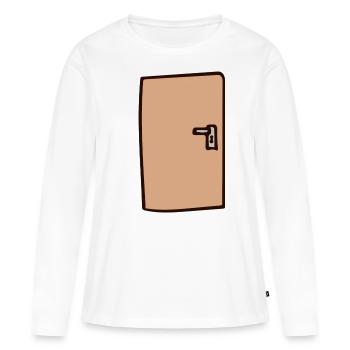 Porte - T-shirt manches longues Premium bio Femme - blanc - Devant - Julia (174cm)