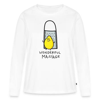 Massage pour citron drôle - T-shirt manches longues Premium bio Femme - blanc - Devant - Julia (174cm)
