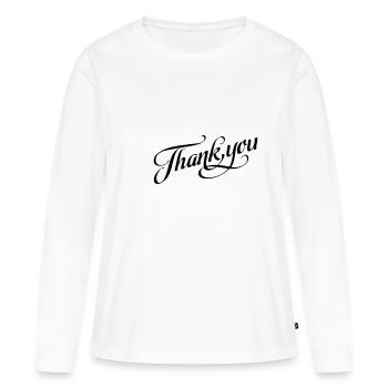 merci Merci - T-shirt manches longues Premium bio Femme - blanc - Devant - Julia (174cm)
