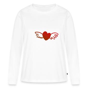 Heart with wings - Women's Premium Organic Long Sleeve Shirt - white - Front - Julia (174cm)