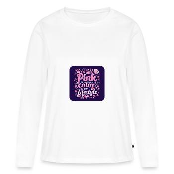 Le rose n’est pas seulement une couleur mais un style de vie - T-shirt manches longues Premium bio Femme - blanc - Devant - Julia (174cm)
