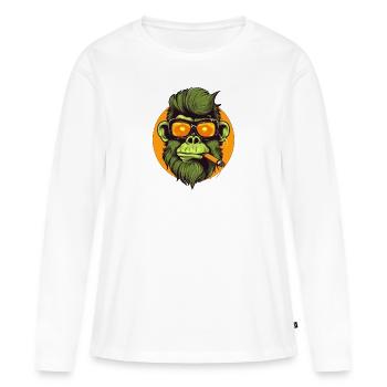 Smoking Ape No. One - Women's Premium Organic Long Sleeve Shirt - white - Front - Julia (174cm)
