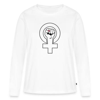 Féministe - féministe - T-shirt manches longues Premium bio Femme - blanc - Devant - Julia (174cm)