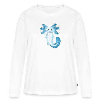 Mignon axolotl bleu nageant dans un océan - T-shirt manches longues Premium bio Femme - blanc - Devant - Julia (174cm)