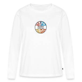 Saint Lucia Palm Tree Souvenir de vacances élégant - T-shirt manches longues Premium bio Femme - blanc - Devant - Julia (174cm)