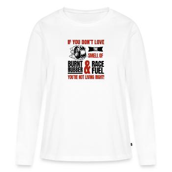 Verbrannter Gummi Rennbenzin - Frauen Premium Bio Langarmshirt - Weiß - Vorne - Julia (174cm)