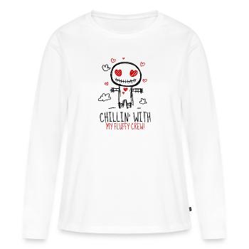Voodoo Doll - "Chillin' with My Fluffy Crew!" - Women's Premium Organic Long Sleeve Shirt - white - Front - Julia (174cm)