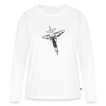 Élégant avion Jet Flyer - T-shirt manches longues Premium bio Femme - blanc - Devant - Julia (174cm)