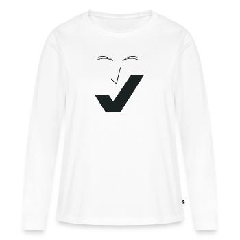 Beau sourire - Beau visage C01. - T-shirt manches longues Premium bio Femme - blanc - Devant - Julia (174cm)