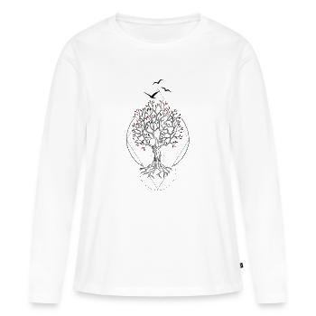 Coucher de soleil feuillu - T-shirt manches longues Premium bio Femme - blanc - Devant - Julia (174cm)