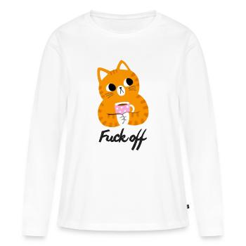 Annoyed cat - Women's Premium Organic Long Sleeve Shirt - white - Front - Julia (174cm)