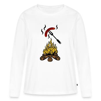 Feu de camp avec saucisse bratwurst - T-shirt manches longues Premium bio Femme - blanc - Devant - Julia (174cm)