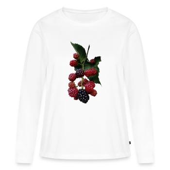 Motif de buissons de baies : mûres - T-shirt manches longues Premium bio Femme - blanc - Devant - Julia (174cm)