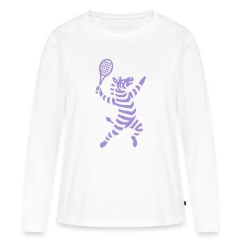 Minimalist Zebra Tennis Player Backhand - Women's Premium Organic Long Sleeve Shirt - white - Front - Julia (174cm)