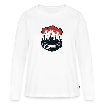 Stade pyrotechnique - T-shirt manches longues Premium bio Femme - blanc - Devant - Julia (174cm)