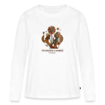 Sonnenblumengeometrie Pythagoras - Frauen Premium Bio Langarmshirt - Weiß - Vorne - Julia (174cm)