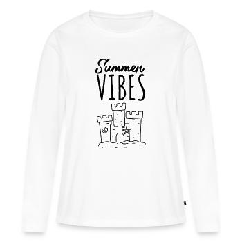 Château de sable Summer Vibes - T-shirt manches longues Premium bio Femme - blanc - Devant - Julia (174cm)