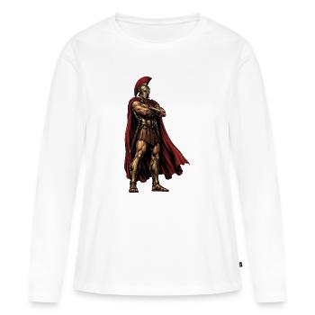 Chevalier spartiate à la veste rouge - T-shirt manches longues Premium bio Femme - blanc - Devant - Julia (174cm)