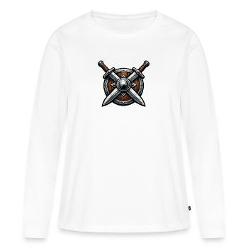 Kreuzklingen Schildemblem - Frauen Premium Bio Langarmshirt - Weiß - Vorne - Julia (174cm)