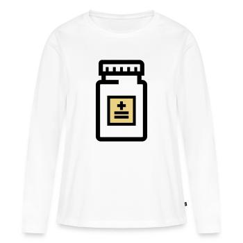 Boîte à comprimés pour pilules et médicaments - T-shirt manches longues Premium bio Femme - blanc - Devant - Julia (174cm)