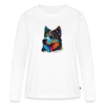 JOLI HUSKY - T-shirt manches longues Premium bio Femme - blanc - Devant - Julia (174cm)