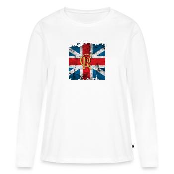 Couronnement du roi britannique Charles Angleterre Drapeau - T-shirt manches longues Premium bio Femme - blanc - Devant - Julia (174cm)