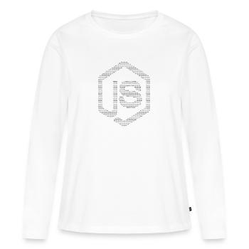 Logo JavaScript Node.js ASCII (noir) - T-shirt manches longues Premium bio Femme - blanc - Devant - Julia (174cm)