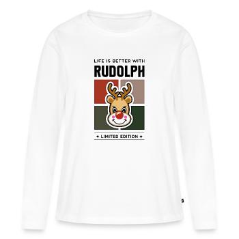 Rudolph - Frauen Premium Bio Langarmshirt - Weiß - Vorne - Julia (174cm)