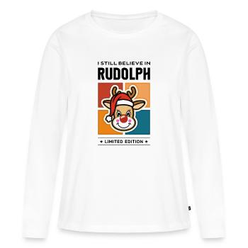 Rudolph - Frauen Premium Bio Langarmshirt - Weiß - Vorne - Julia (174cm)