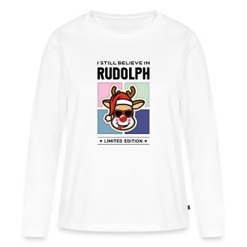 Rudolph - Frauen Premium Bio Langarmshirt - Weiß - Vorne - Julia (174cm)