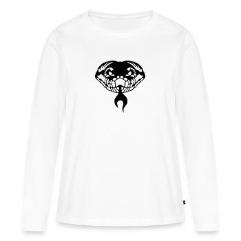 serpent tribal langue vipere 1202 - T-shirt manches longues Premium bio Femme - blanc - Devant - Julia (174cm)