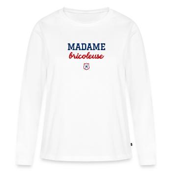 MADAME bricoleuse - T-shirt manches longues Premium bio Femme - blanc - Devant - Julia (174cm)