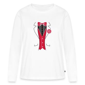 Tuxedo Smoking - T-shirt manches longues Premium bio Femme - blanc - Devant - Julia (174cm)