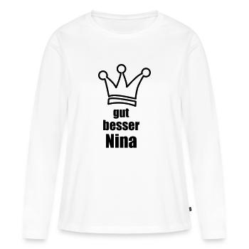 Nina - Frauen Premium Bio Langarmshirt - Weiß - Vorne - Julia (174cm)