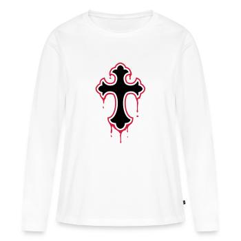gothic, splatter, cross - T-shirt manches longues Premium bio Femme - blanc - Devant - Julia (174cm)