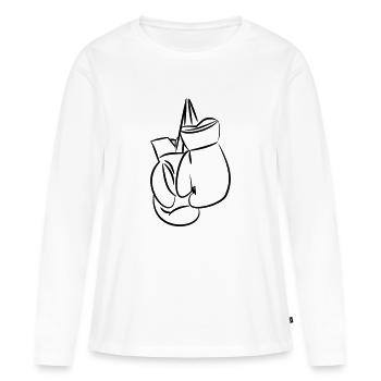 boxhandschuhe - Frauen Premium Bio Langarmshirt - Weiß - Vorne - Julia (174cm)