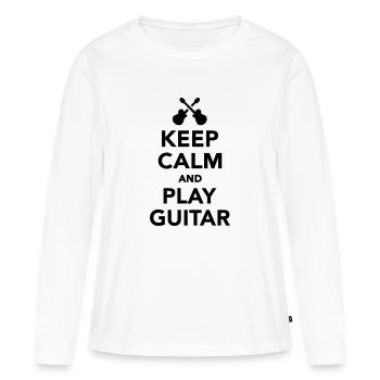 Keep calm and Play guitar - T-shirt manches longues Premium bio Femme - blanc - Devant - Julia (174cm)