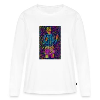 FußballMulticolor - Frauen Premium Bio Langarmshirt - Weiß - Vorne - Julia (174cm)