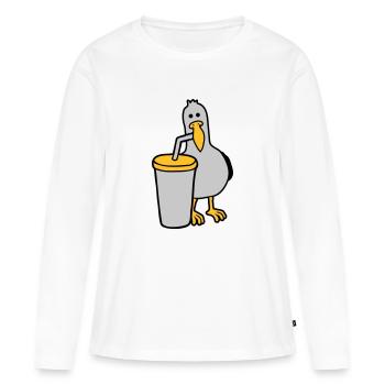 La mouette boit de la boisson au cola - T-shirt manches longues Premium bio Femme - blanc - Devant - Julia (174cm)