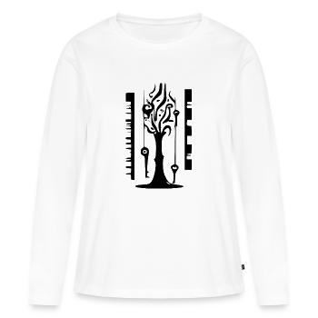 Arbre musical - T-shirt manches longues Premium bio Femme - blanc - Devant - Julia (174cm)