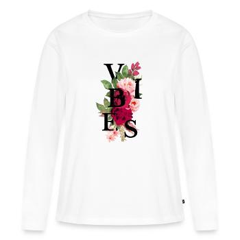 Vibes flowers - T-shirt manches longues Premium bio Femme - blanc - Devant - Julia (174cm)