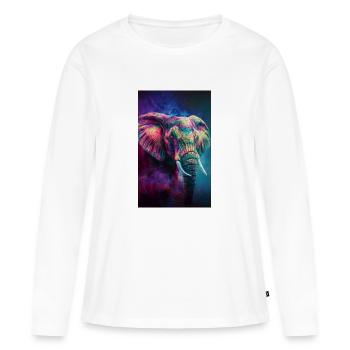 Elefanten Portrait - Frauen Premium Bio Langarmshirt - Weiß - Vorne - Julia (174cm)