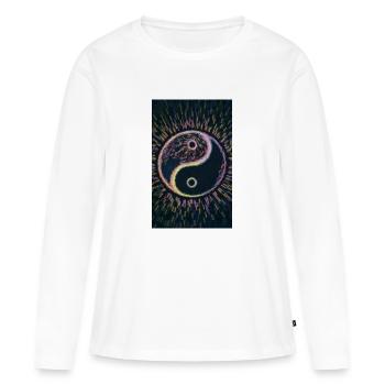 Yin et yang - T-shirt manches longues Premium bio Femme - blanc - Devant - Julia (174cm)