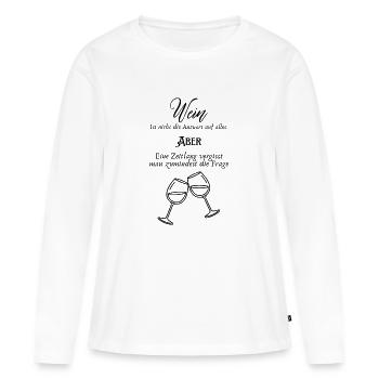 Wein - Frauen Premium Bio Langarmshirt - Weiß - Vorne - Julia (174cm)