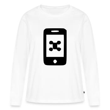 Téléphone - T-shirt manches longues Premium bio Femme - blanc - Devant - Julia (174cm)